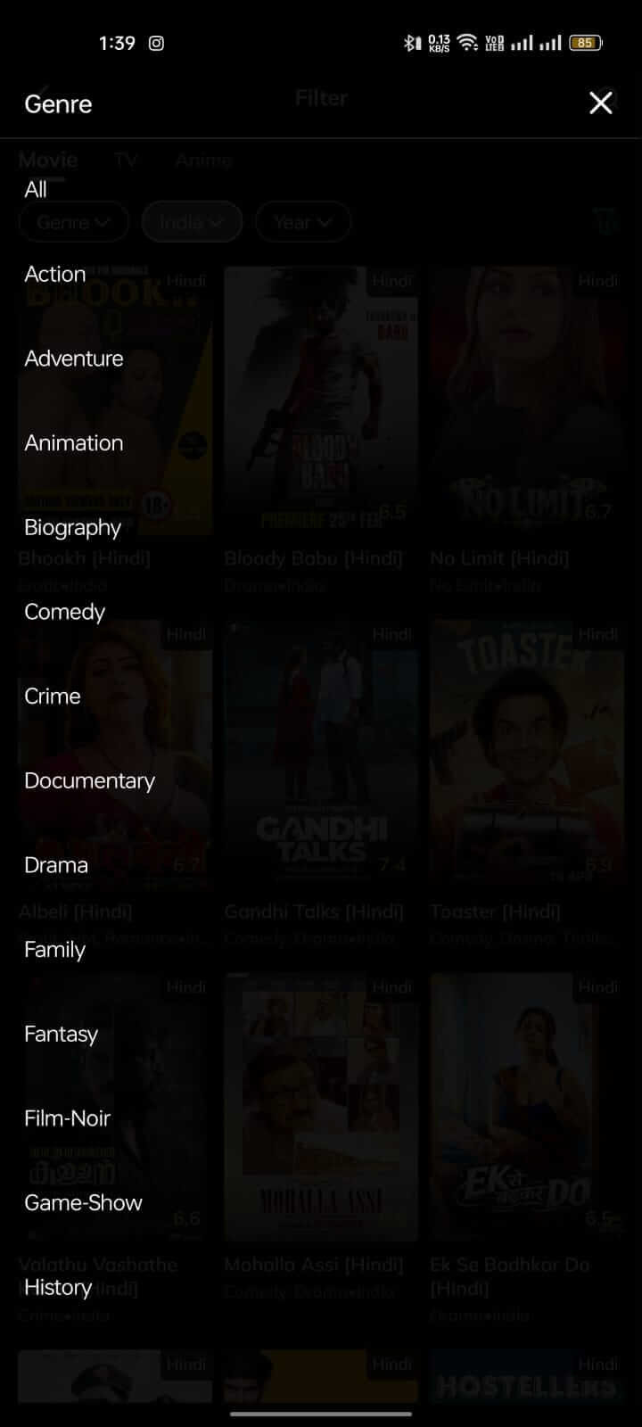 All Genres Available on Movie Box App