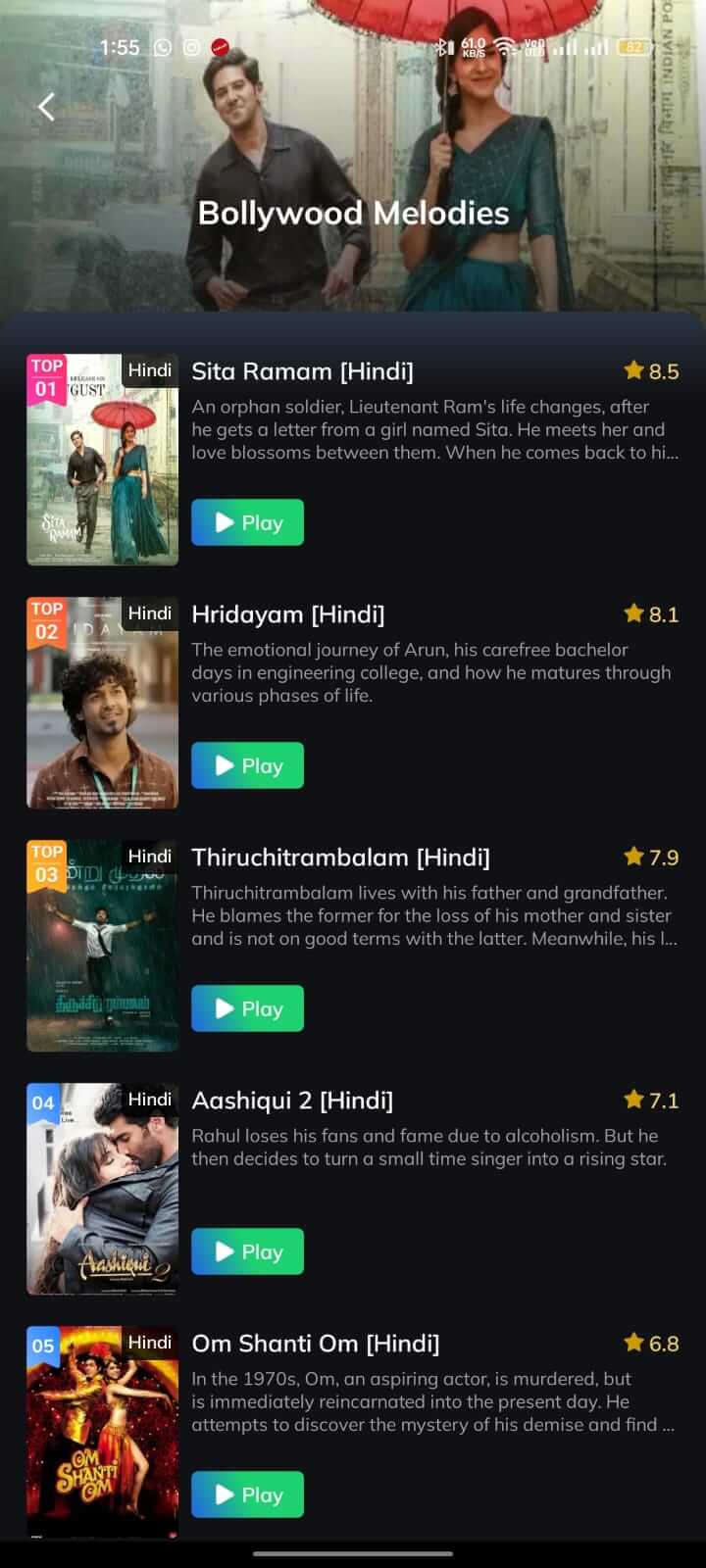 Bollywood Melodies on Movie Box App