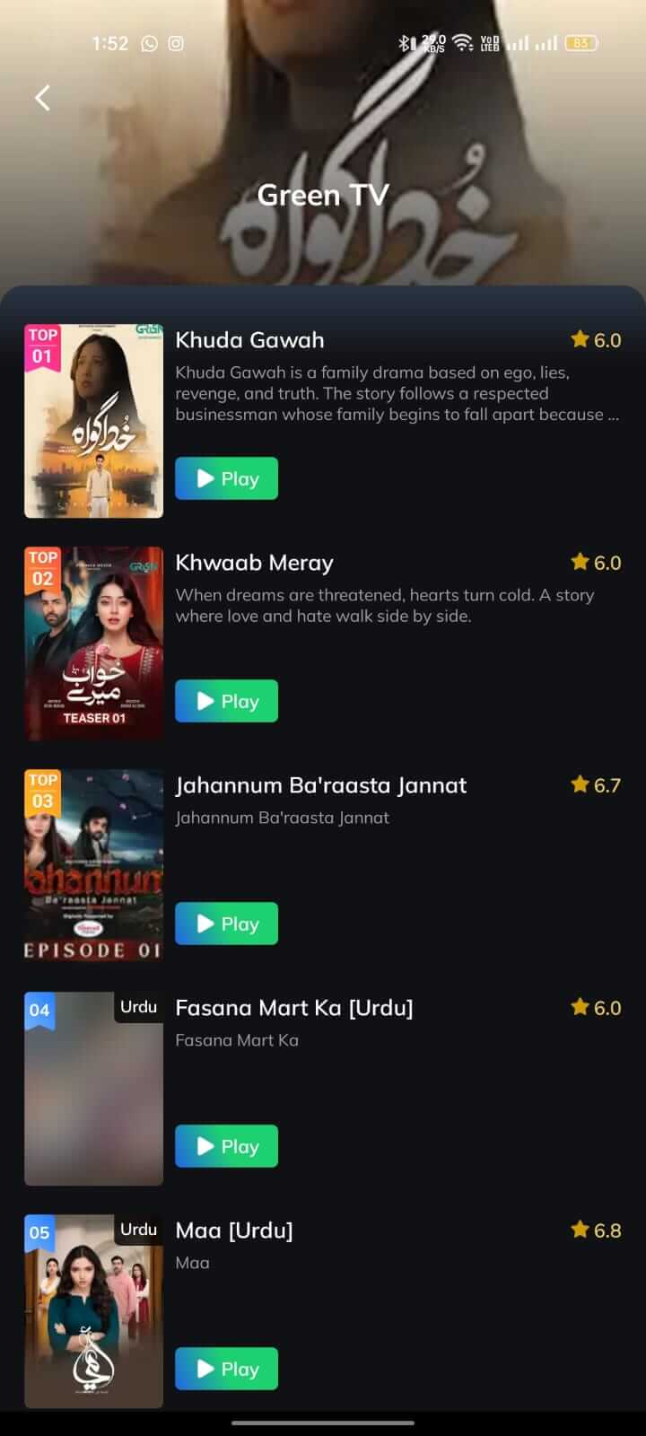 Green TV Dramas on Movie Box App