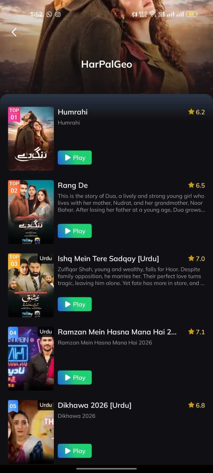 HarPal GEO Dramas on Movie Box App