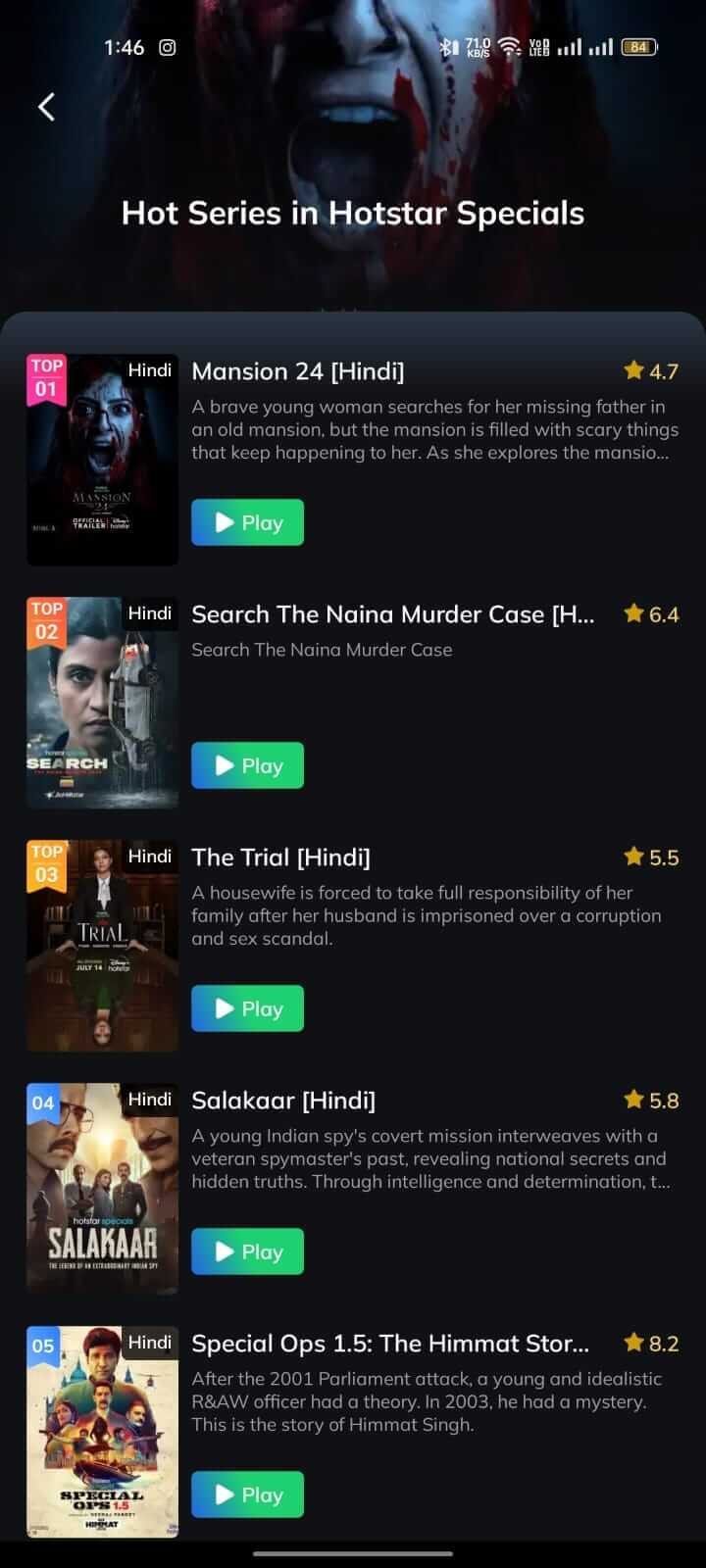 Hot Series in Hotstar Specials on Movie Box App