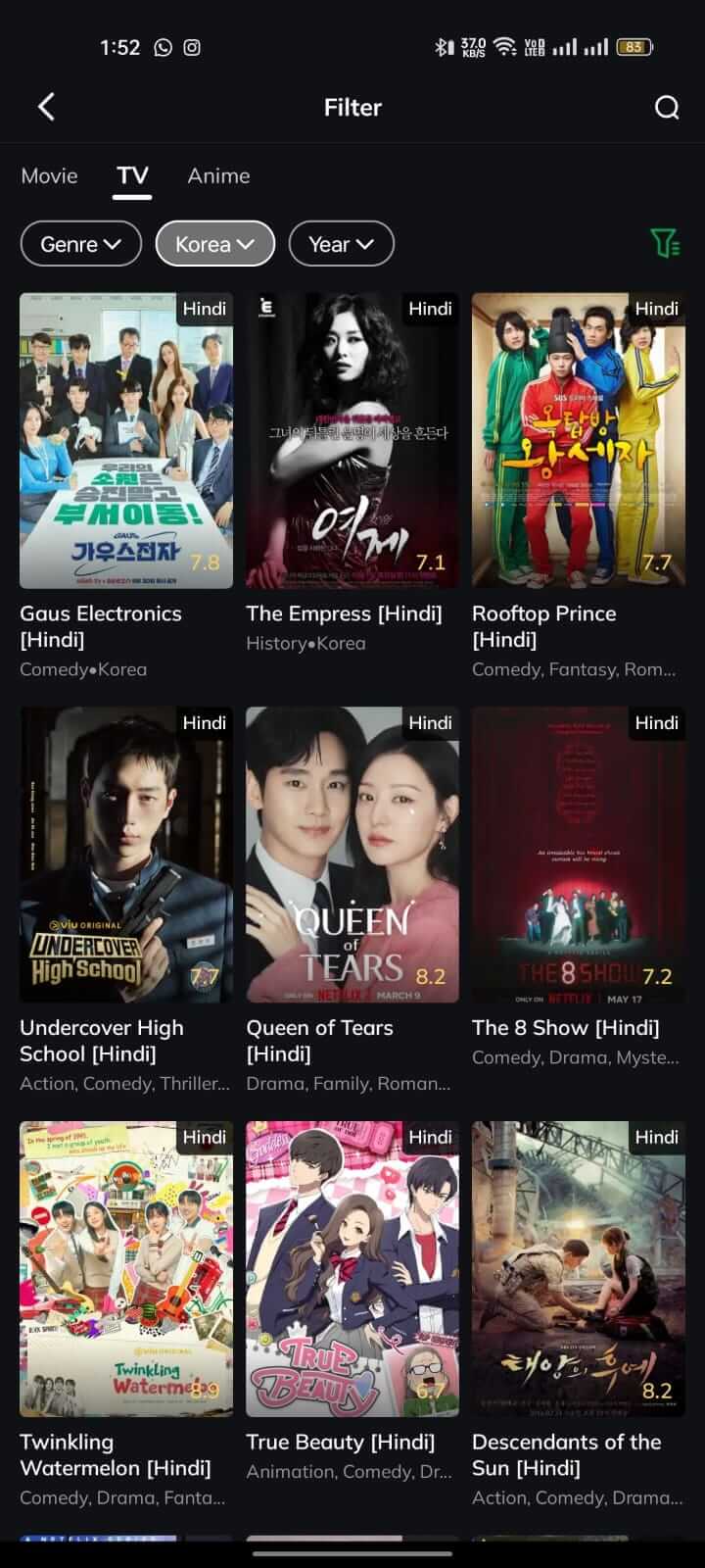 Korea TV Show on Movie Box App