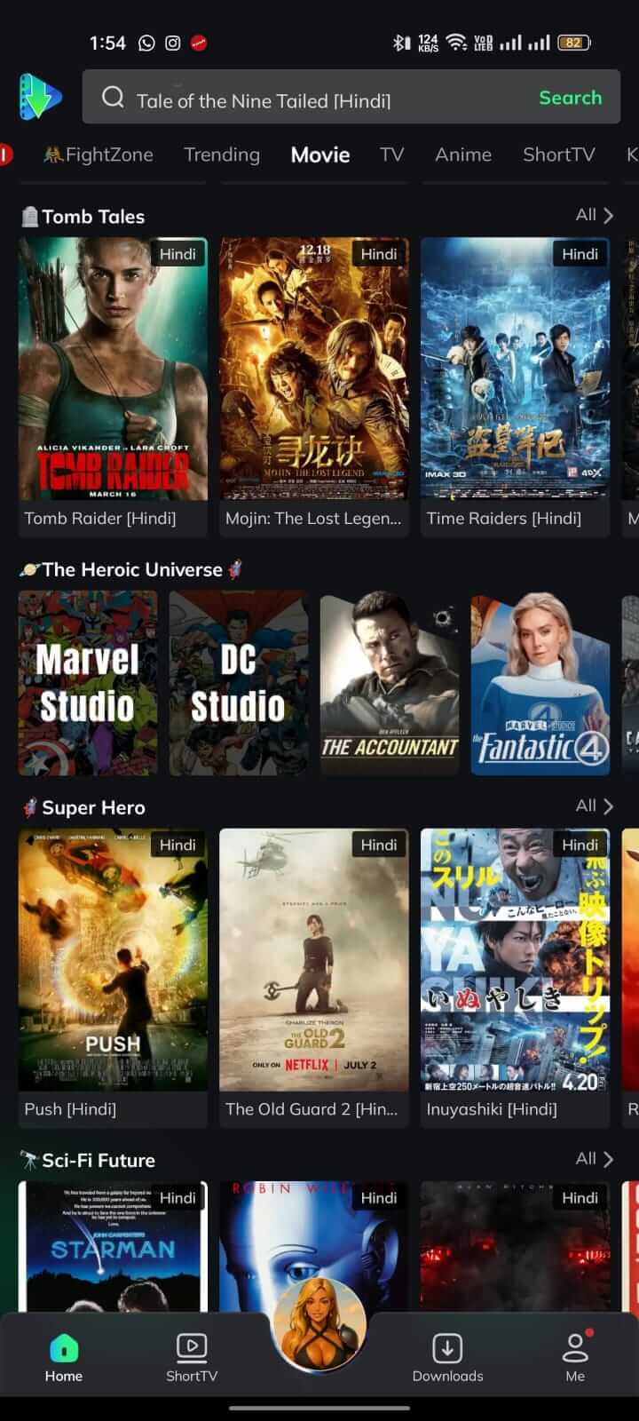Marvel and DC Studios Content in Movie Box App