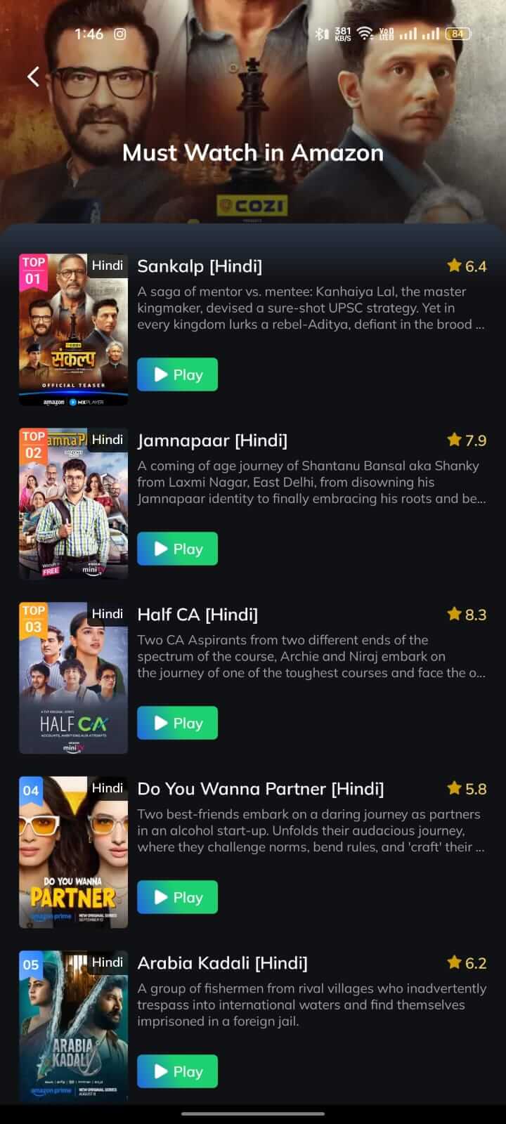Must Watch in Amazon Prime on Movie Box App