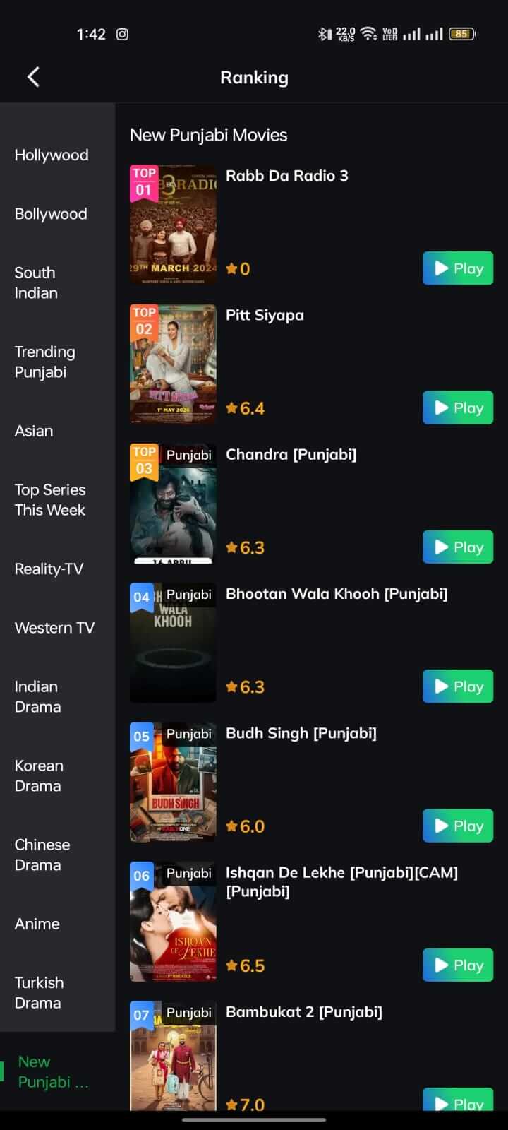 New Punjabi Movies on Movie Box App