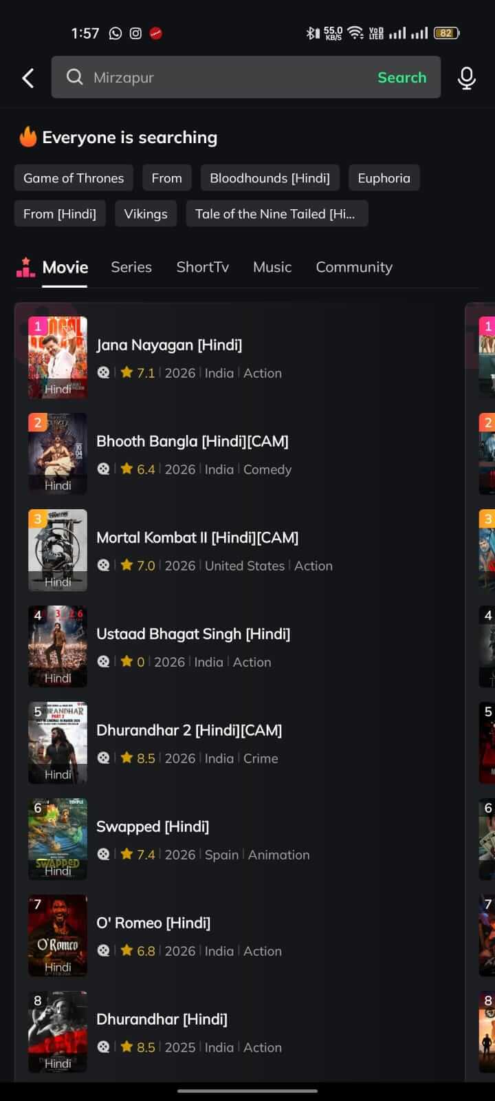 Search Movie on Movie Box App