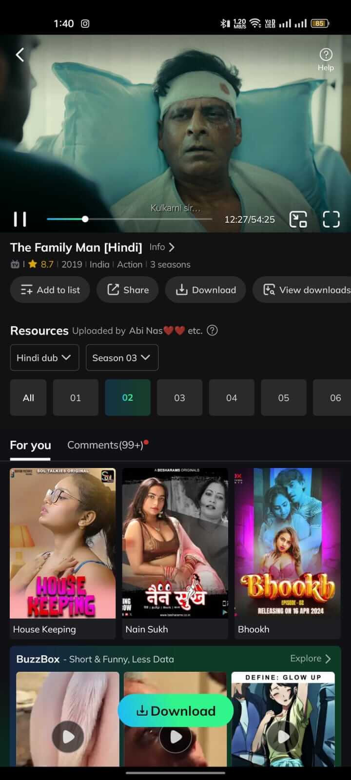 The Family Man Season on Movie Box App