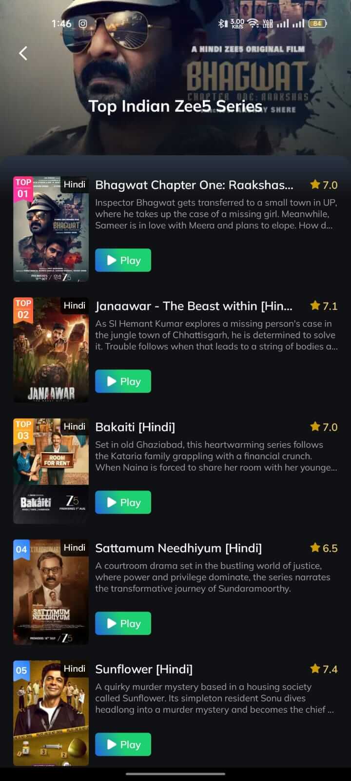 Top Indian Zee5 Series on Movie Box App