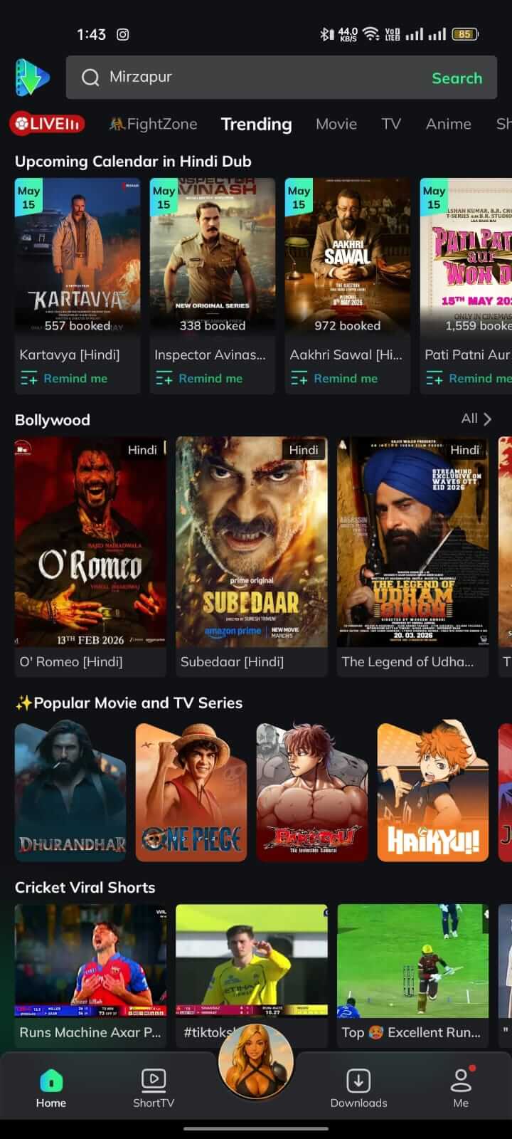 Trending Movies and Series on Movie Box App