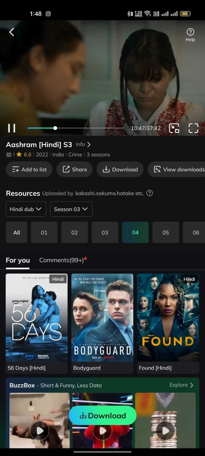 Watch Aashram Season on Movie Box App