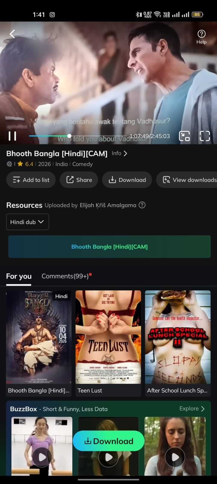 Watch Bhooth Bangla HD Movie on Movie Box App