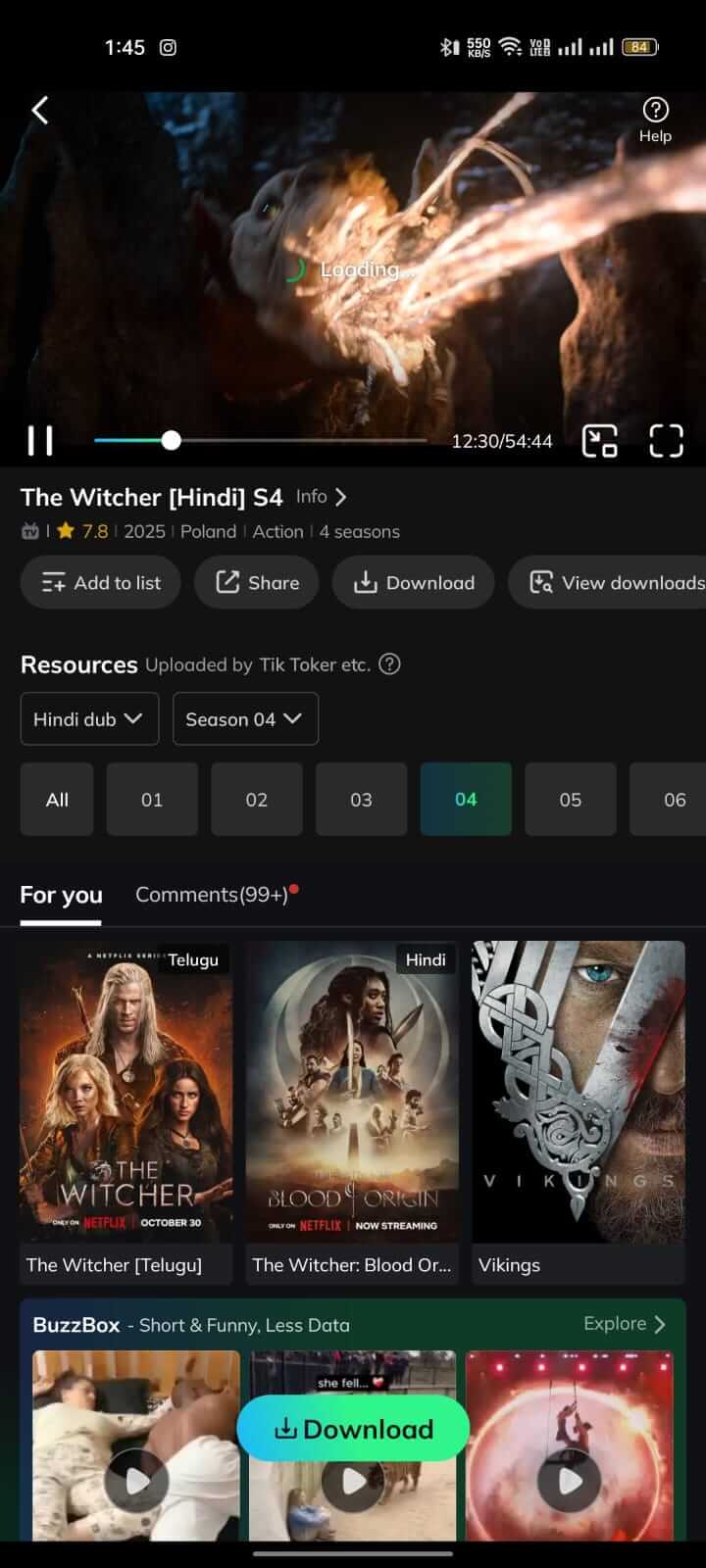 Watch The Witcher Season on Movie Box App