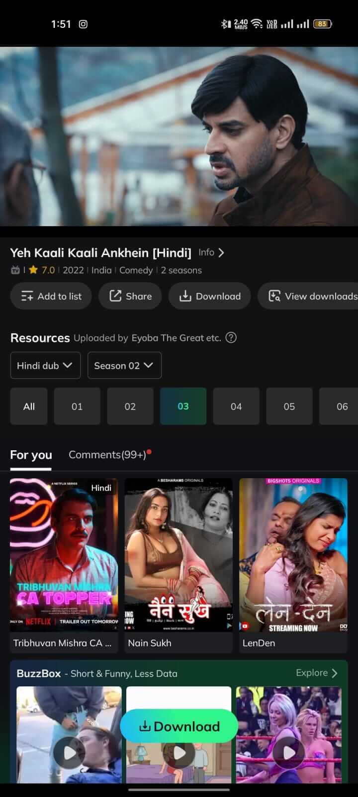 Watch Yeh Kaali Kaali Ankhein Movie on Movie Box App