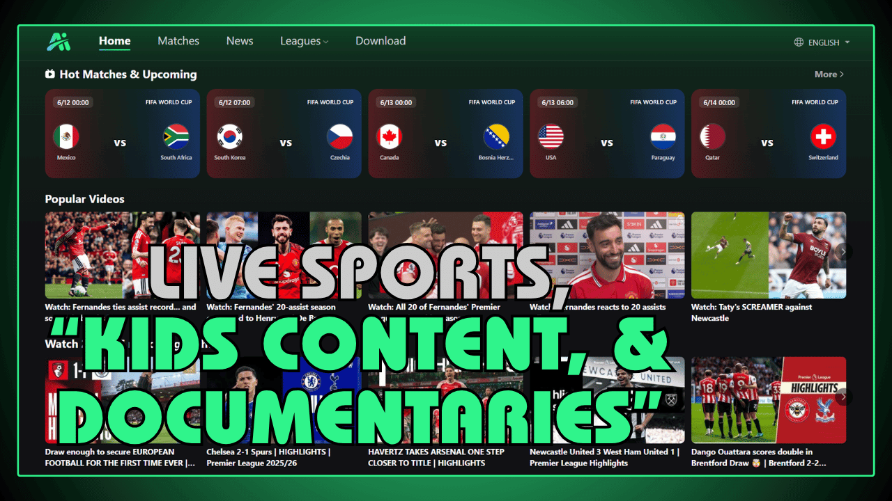 Live Sports, Kids Content, and Documentaries